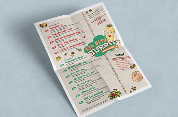 menu design big bite burrito